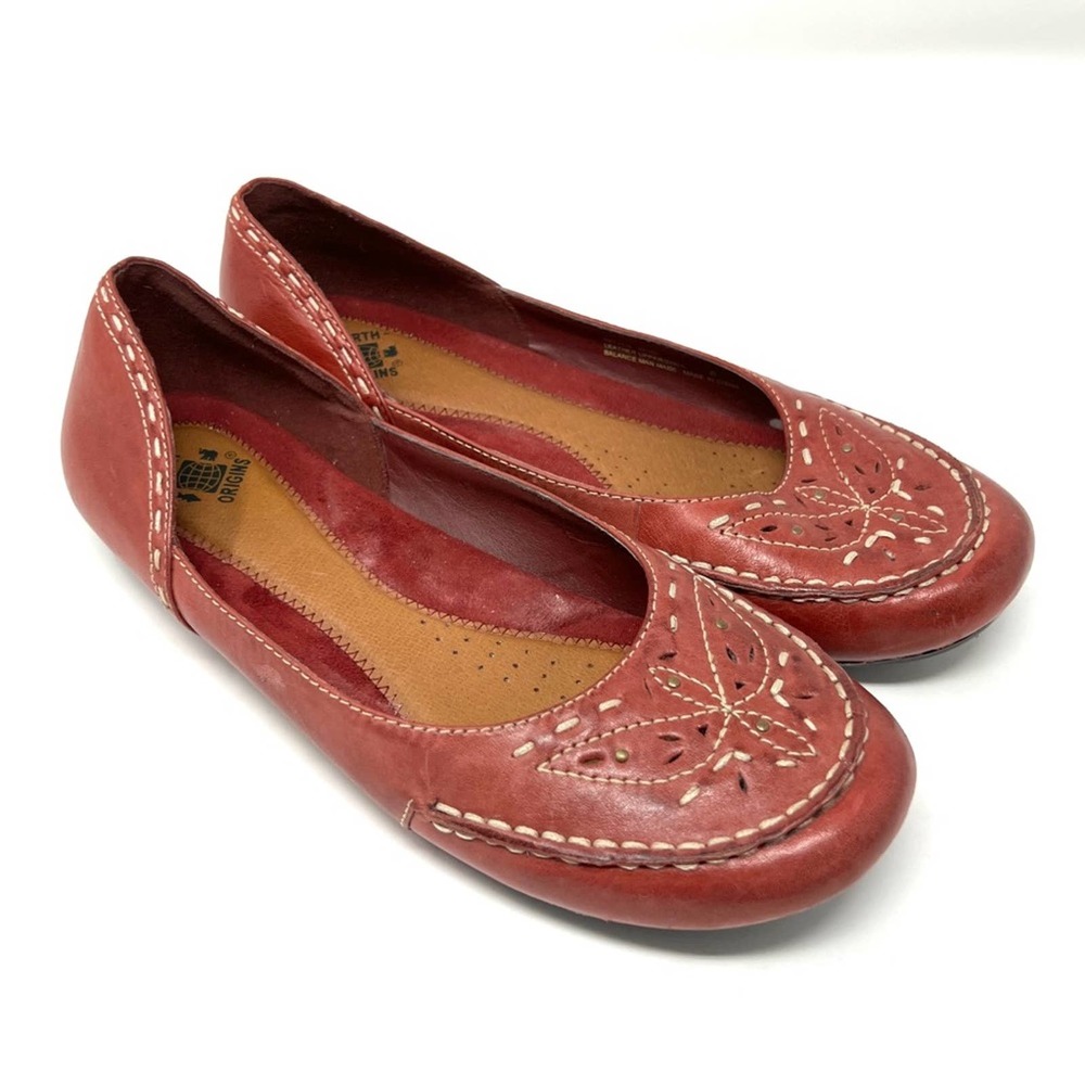 Earth Origins Red Leather Loafers Flats